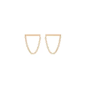 14k Bar Chain Drop Earrings