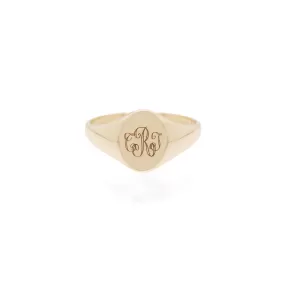 14k Engraved Monogram Oval Signet Ring