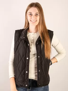 Black High Neck Quilted Lightweight Puffer Vest