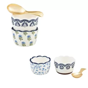 Blue and Green Floral Tidbit Sets