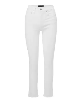 Carly Kick Flare Raw Hem Denim (White)