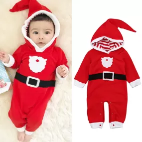 Children In Europe and The United States Winter Boys and Girls Christmas Long-sleeved Padded Hooded Jumpsuit Crawl Suit Harness