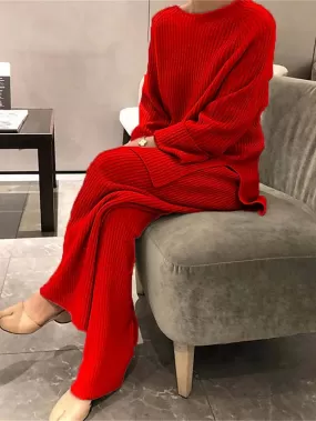 Cozy Chic Women's Knit Pajama Sets for Autumn and Winter