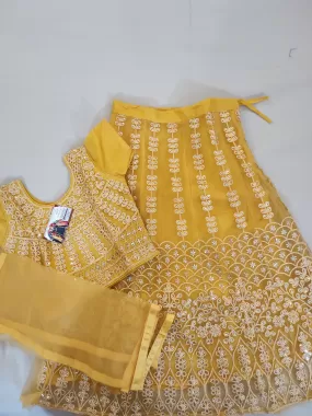 Delightful Honey Yellow Lehenga Set For Kids