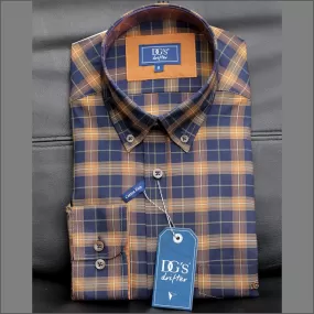 Drifter Ivano Tan,Navy & Beige Check Shirt<>