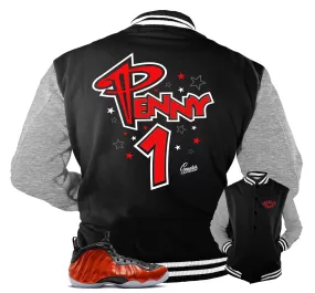 Foamposite Metallic Red Varsity Jacket - One Penny - Black