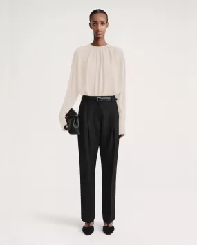 GATHERED NECK CREPE BLOUSE / IVORY