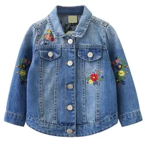 Girls Jacket Floral Jean Jacket For Kids