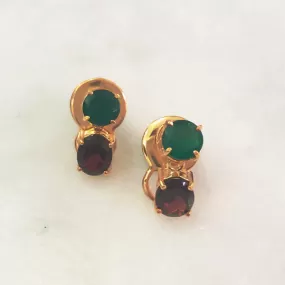 Green Agate & Red Garnet Separates Earrings