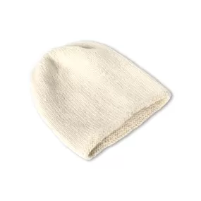 Hand-knitted Wool Beanie in Ivory