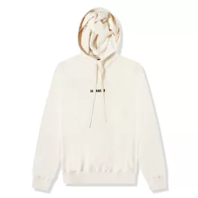 Jil Sander Logo Printed Off White Hoodie