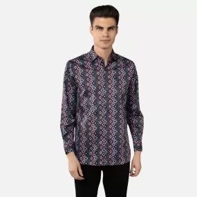 Luchiano Men's Multi-Color Fashion Shirt with Diamond Print 4953 | Clearance