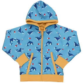 Maxomorra Dolphin Organic Cotton Reversible Zip Hoodie