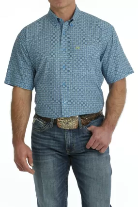 Men's Cinch Arena Flex Button Down Shirt BLUE GEO PRINT