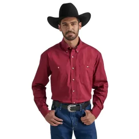 Men's Wrangler George Strait Burgundy 2-Pocket Western Shirt