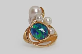 Mid Century Modernist J. Arnold Frew Opal Ring