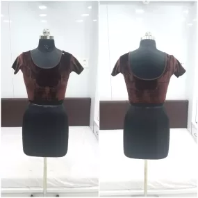 New Women Velvet Brown Solid Stretchable Stitched Blouse