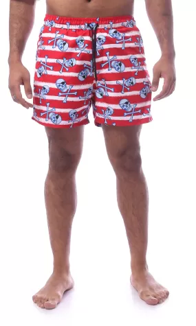 O167853 Printed Swim Shorts With Elastic Waist & Drawstring