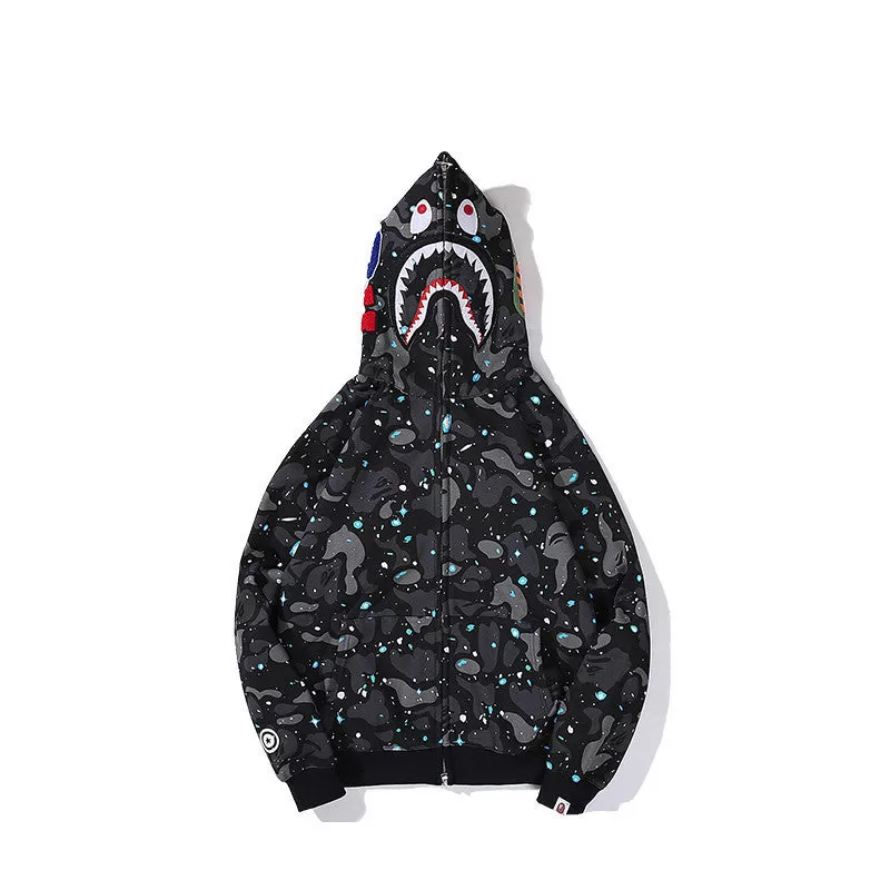 Padded Camouflage Luminous Zipper Hoodies