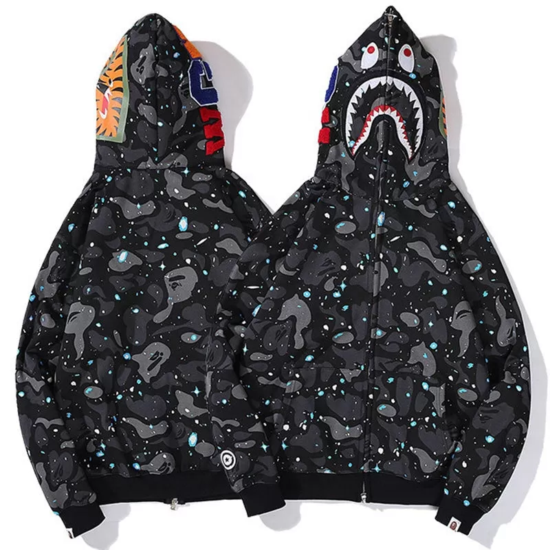 Padded Camouflage Luminous Zipper Hoodies