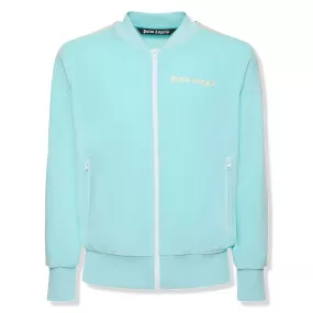 Palm Angels Chenille Logo Striped Light Blue Zip-Up Track Jacket