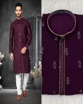 Premium Ethnic Heavy Cotton Silk Men's Kurta With Pyjama