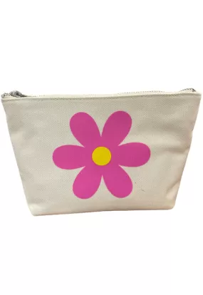 Quilted Koala - Cream Makeup Bag Pink Yellow Daisy