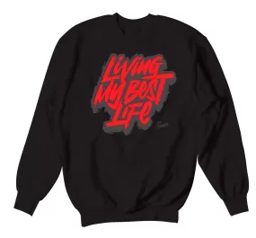 Retro 14 Quilted Sweater - Living Life - Black