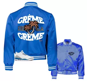 Retro 3 Wizards Satin Jacket - Creme - True Blue