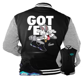 Retro 6 Aqua Varsity Jacket - Copped Em -Black