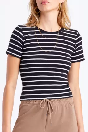 Samantha SS Black White Stripe Baby Tee