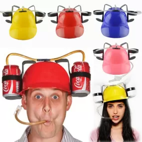 Soda Guzzler Helmet Handsfree Drink Toy Miner Hat