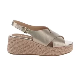 Stonefly laminated leather sandal with wedge for women Ivory 4 220943-I89 dove gray