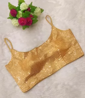 Stylish Trendy Heavy Sequins Work Golden Blouse For Women