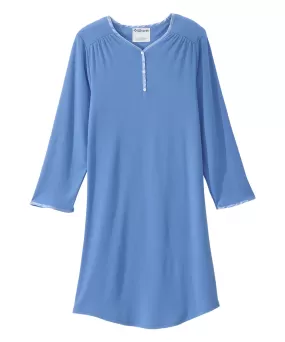 Women's Long Sleeve Nightgown with Back Overlap